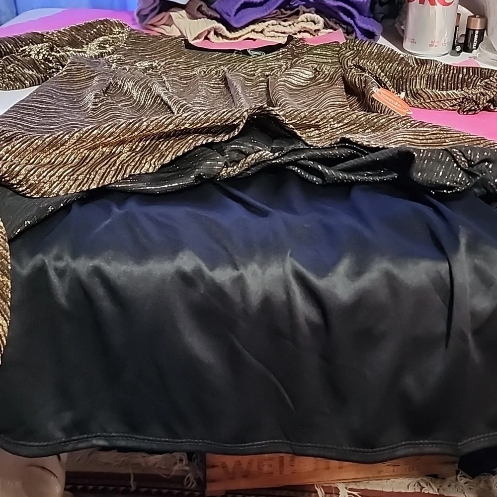 WONDER NATION  GIRLS METALLIC BABYDOLL DRESS 👗 - Picture 6 of 9